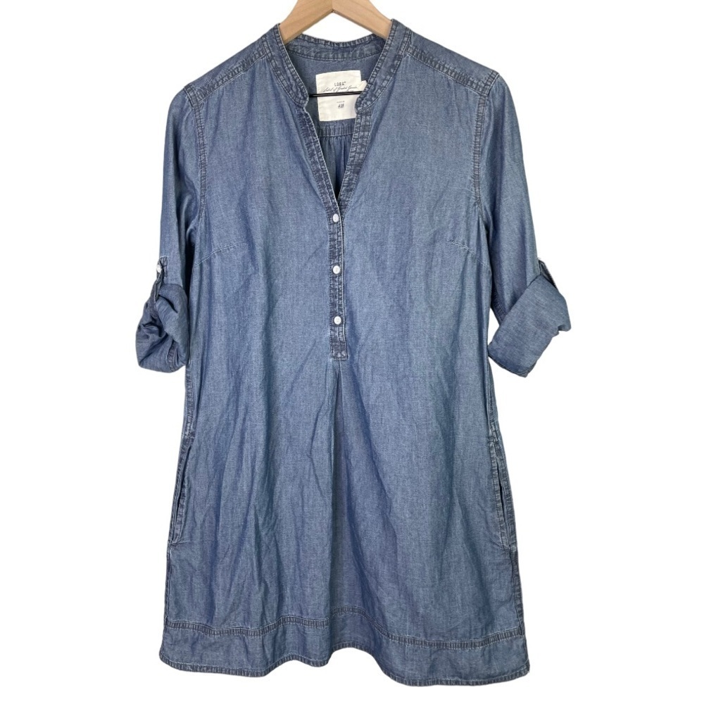 H&M Light Denim Tunic Dress in Medium Blue